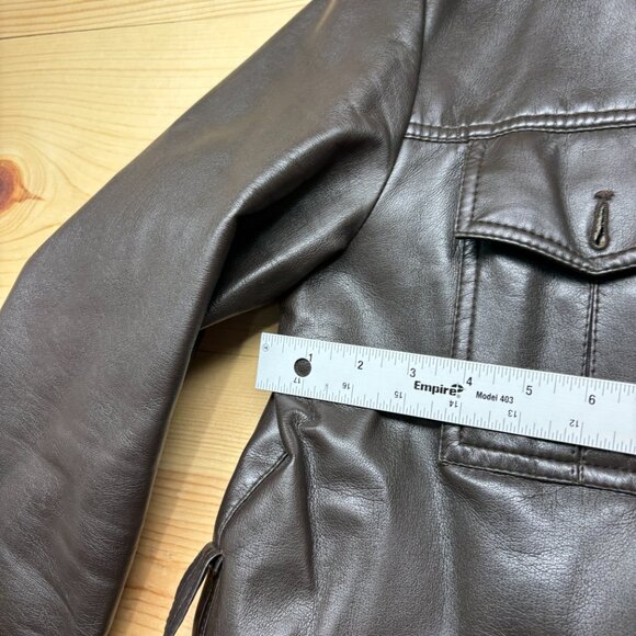 Vintage Kentfield Jacket Mens 42 Brown Sherpa Lined Faux Leather Coat 80s - Picture 6 of 15